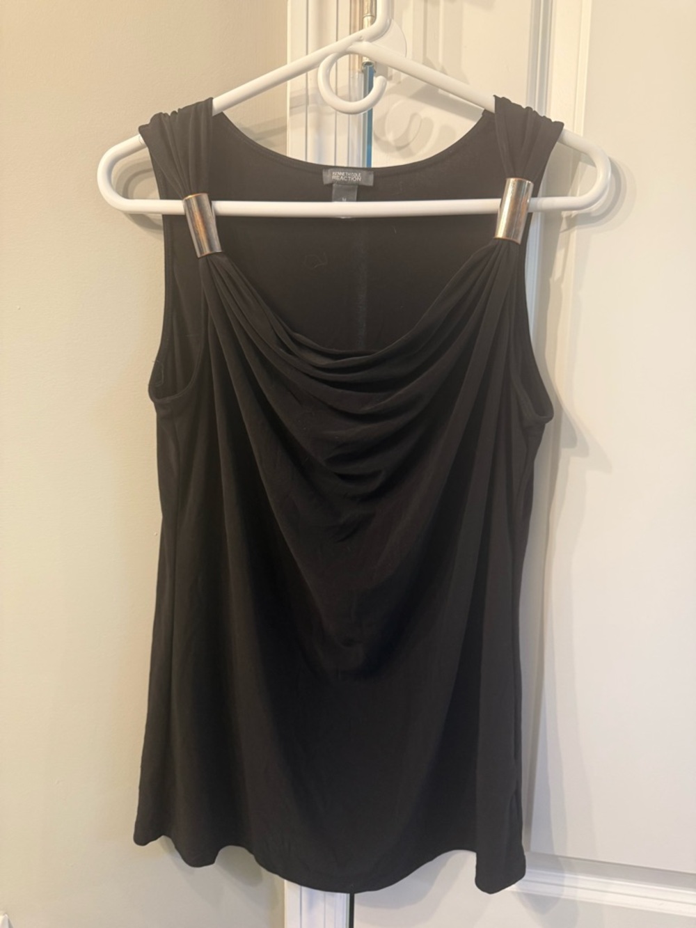 Kenneth Cole Reaction Black Sleeveless Top with Metal Accents